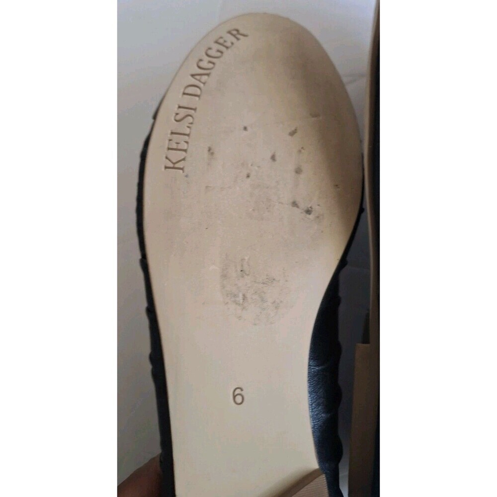 Kelsi Dagger Pleated Leather Ballet Flats Size 6 Black Flower Knot Quiet Luxury - Picture 9 of 9